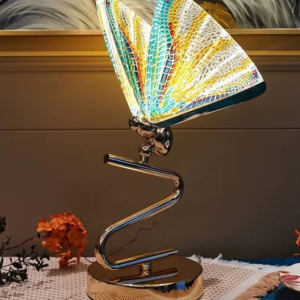 French Gold Butterfly Table Lamp – Luxury Acrylic LED Bedside Light with Mirror Finish